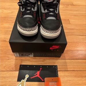 Air Jordan 3 Retro Kids Black and Gray Sneakers
